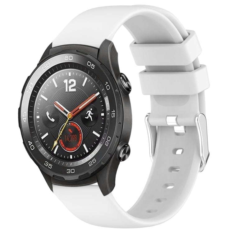 For Huawei Watch 2 20mm Smooth Solid Color Silicone Watch Band(White)