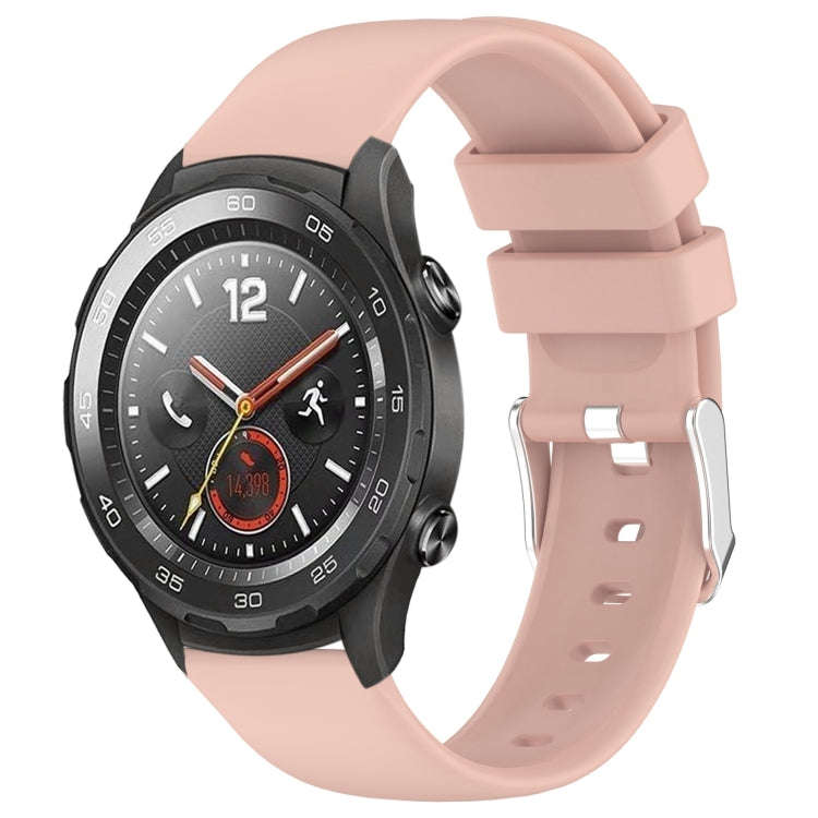 For Huawei Watch 2 20mm Smooth Solid Color Silicone Watch Band(Pink)