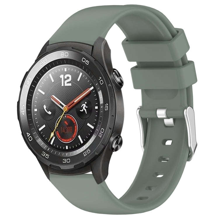 For Huawei Watch 2 20mm Smooth Solid Color Silicone Watch Band(Olive Green)