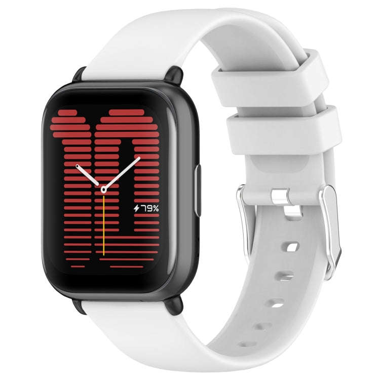 For Amazfit Active 20mm Smooth Solid Color Silicone Watch Band(White)