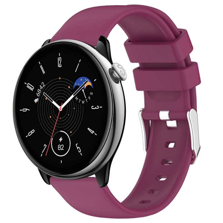 For Amazfit GTR Mini 20mm Smooth Solid Color Silicone Watch Band(Burgundy)