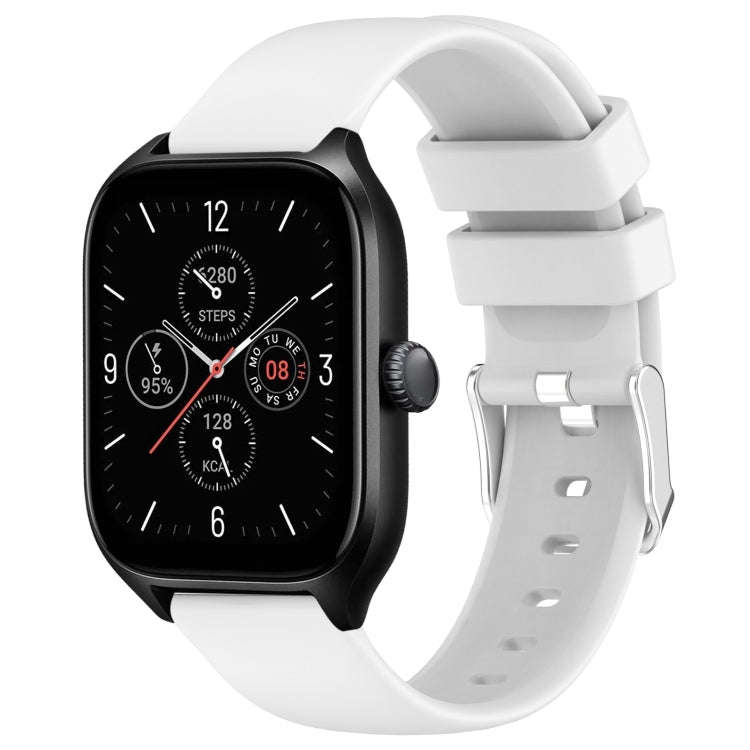 For Amazfit GTS 4 20mm Smooth Solid Color Silicone Watch Band(White)