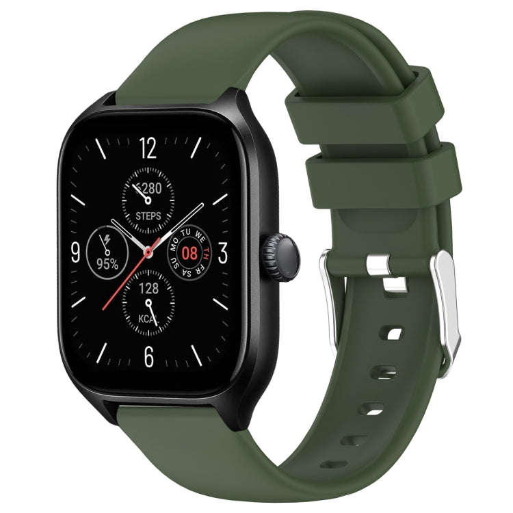 For Amazfit GTS 4 20mm Smooth Solid Color Silicone Watch Band(Army Green)