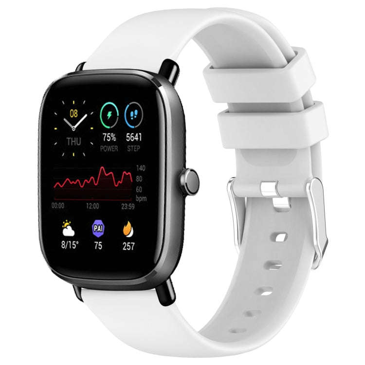 For Amazfit GTS 4 Mini 20mm Smooth Solid Color Silicone Watch Band(White)