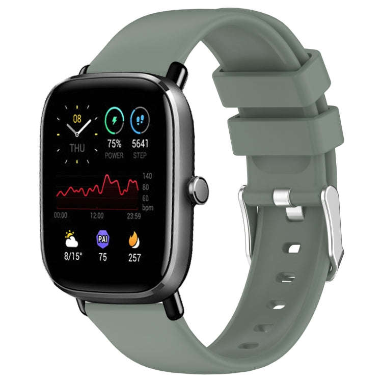 For Amazfit GTS 4 Mini 20mm Smooth Solid Color Silicone Watch Band(Olive Green)