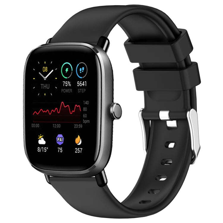 For Amazfit GTS 4 Mini 20mm Smooth Solid Color Silicone Watch Band(Black)