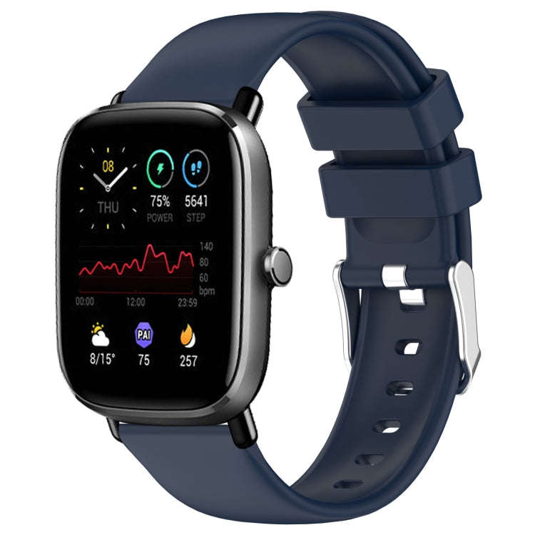 For Amazfit GTS 4 Mini 20mm Smooth Solid Color Silicone Watch Band(Midnight Blue)