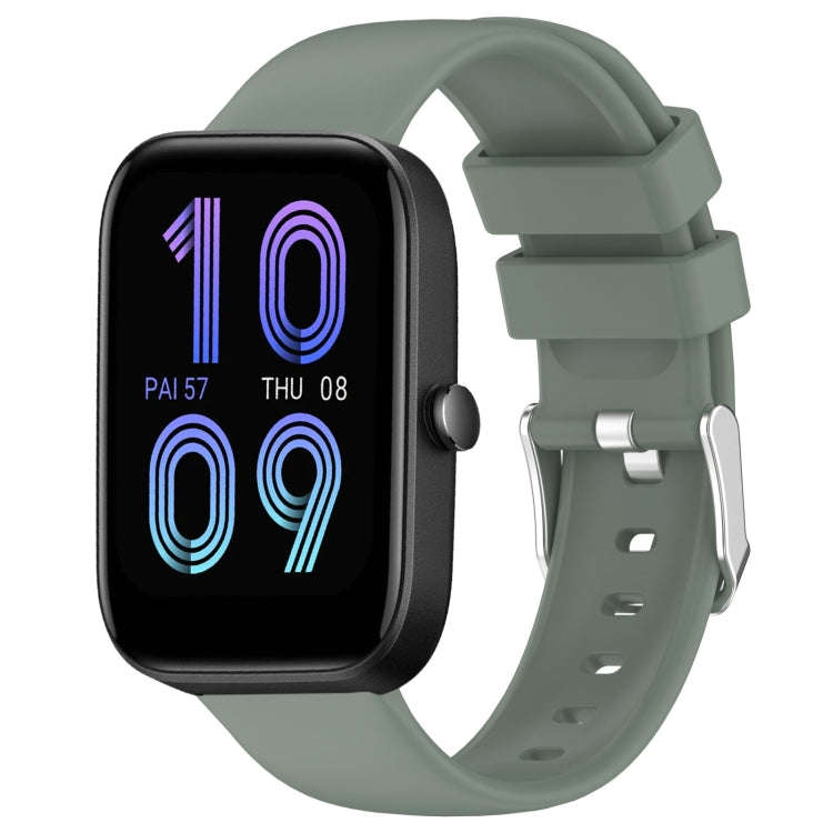 For Amazfit Bip 3 20mm Smooth Solid Color Silicone Watch Band(Olive Green)