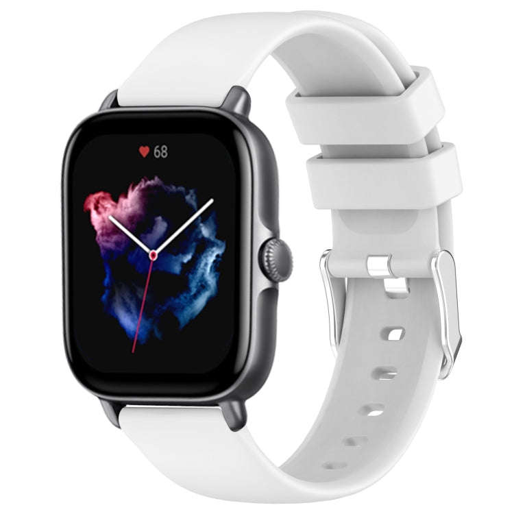 For Amazfit GTS 3 20mm Smooth Solid Color Silicone Watch Band(White)