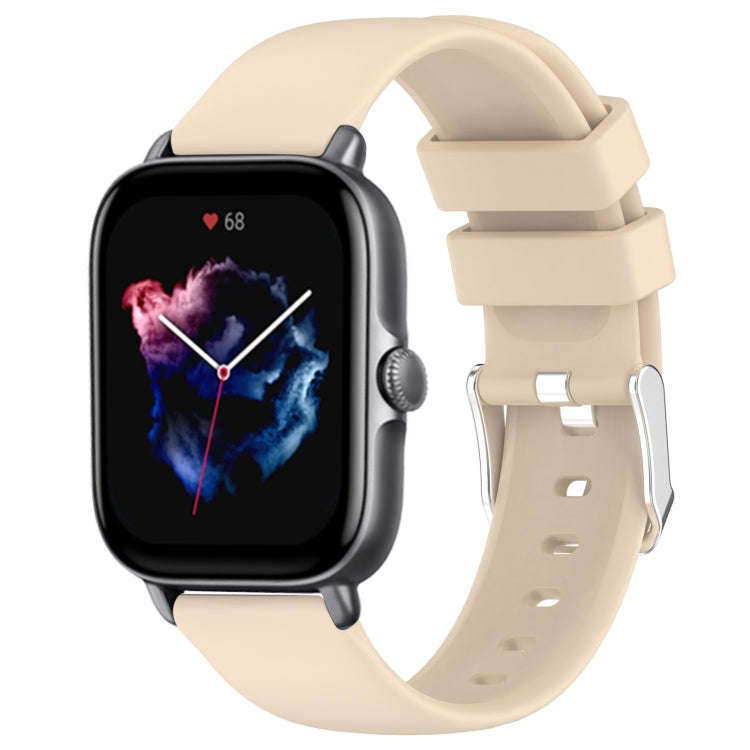 For Amazfit GTS 3 20mm Smooth Solid Color Silicone Watch Band(Beige)