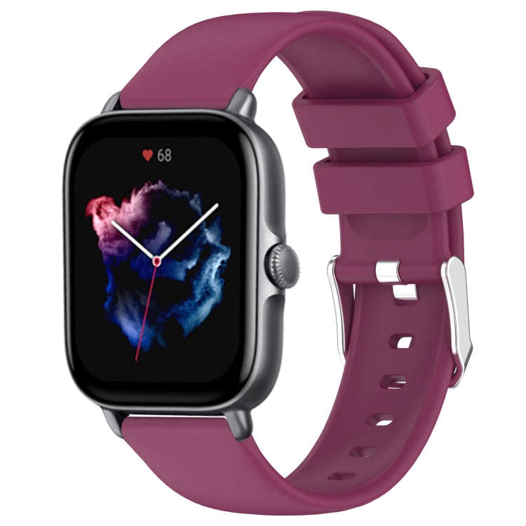 For Amazfit GTS 3 20mm Smooth Solid Color Silicone Watch Band(Burgundy)
