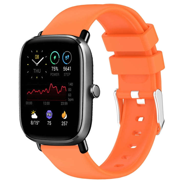 For Amazfit GTS 2 Mini 20mm Smooth Solid Color Silicone Watch Band(Orange)