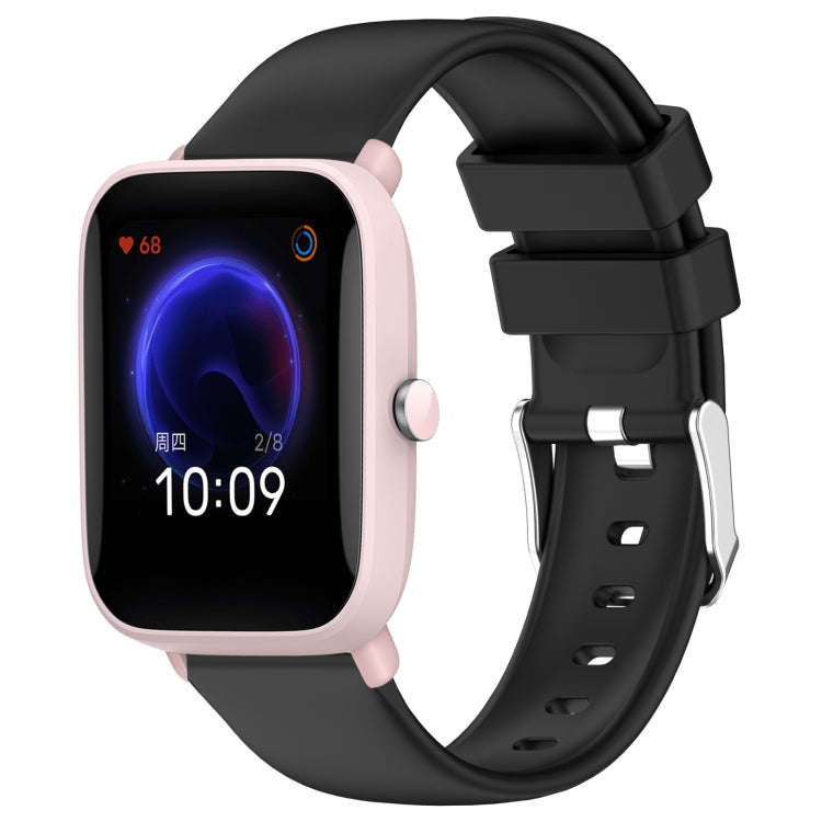 For Amazfit Pop Pro 20mm Smooth Solid Color Silicone Watch Band(Black)