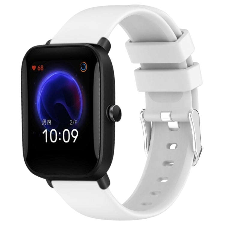 For Amazfit Pop 20mm Smooth Solid Color Silicone Watch Band(White)