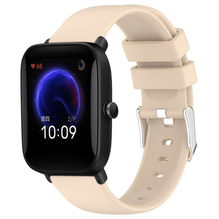 For Amazfit Pop 20mm Smooth Solid Color Silicone Watch Band(Beige)