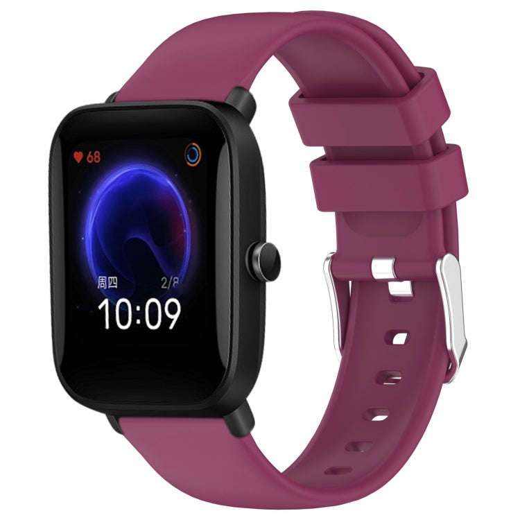 For Amazfit Pop 20mm Smooth Solid Color Silicone Watch Band(Burgundy)
