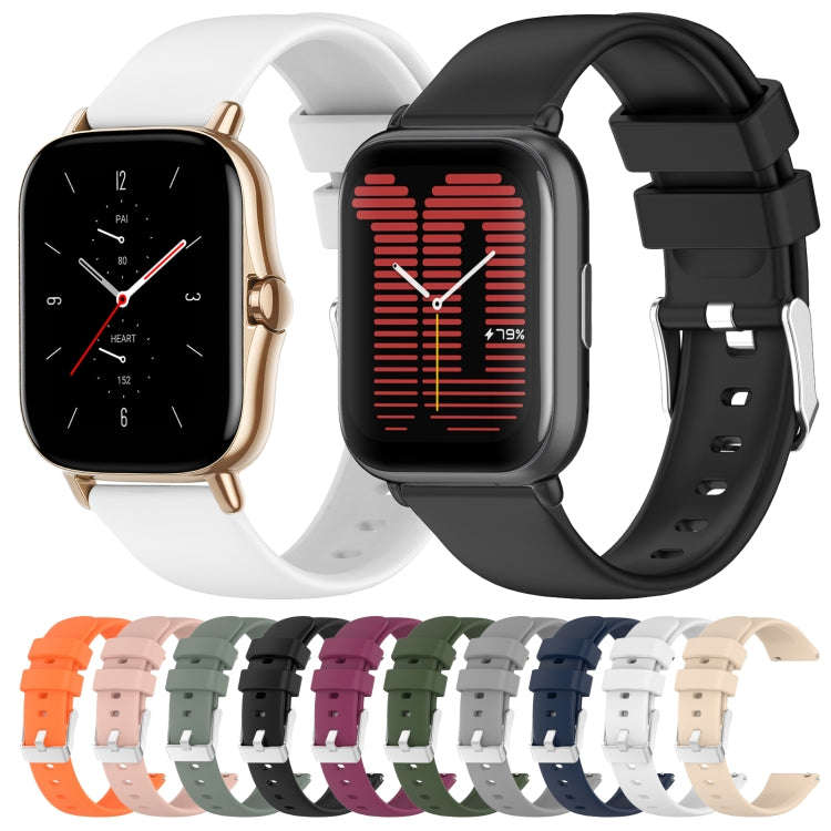 For Amazfit Active 20mm Smooth Solid Color Silicone Watch Band(Orange)