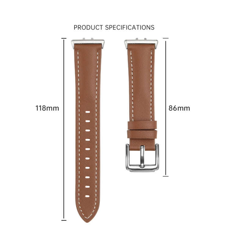 For Samsung Galaxy Watch Fit 3 Leather Sewing Thread Pin Buckle Watch Band(Red)
