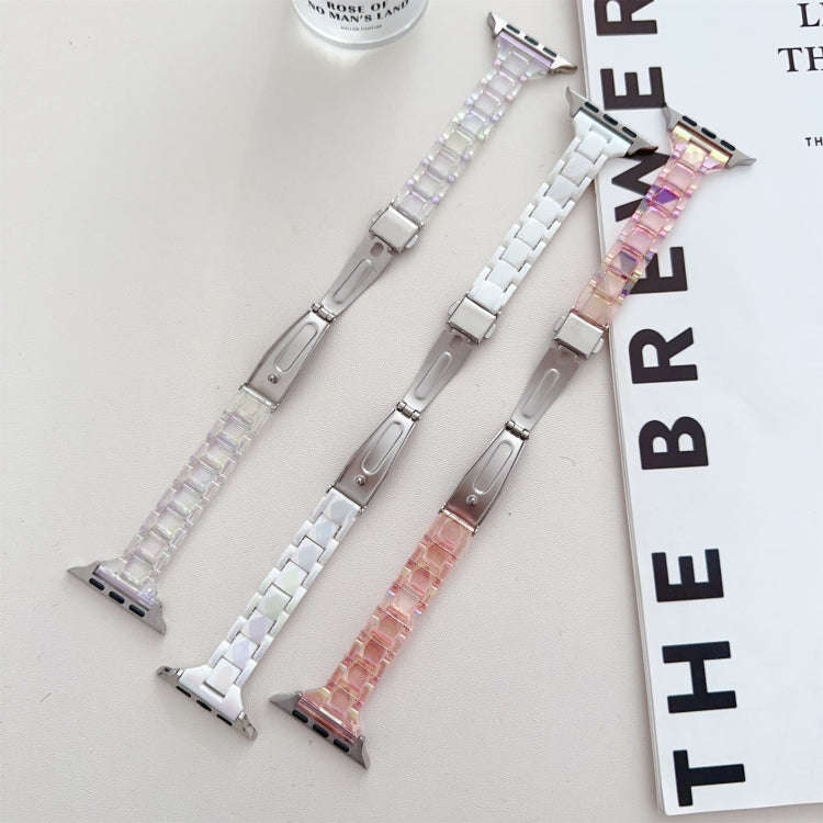 For Apple Watch Series 4 40mm Laser PC Colorful 20mm Slim Watch Band(Pink)