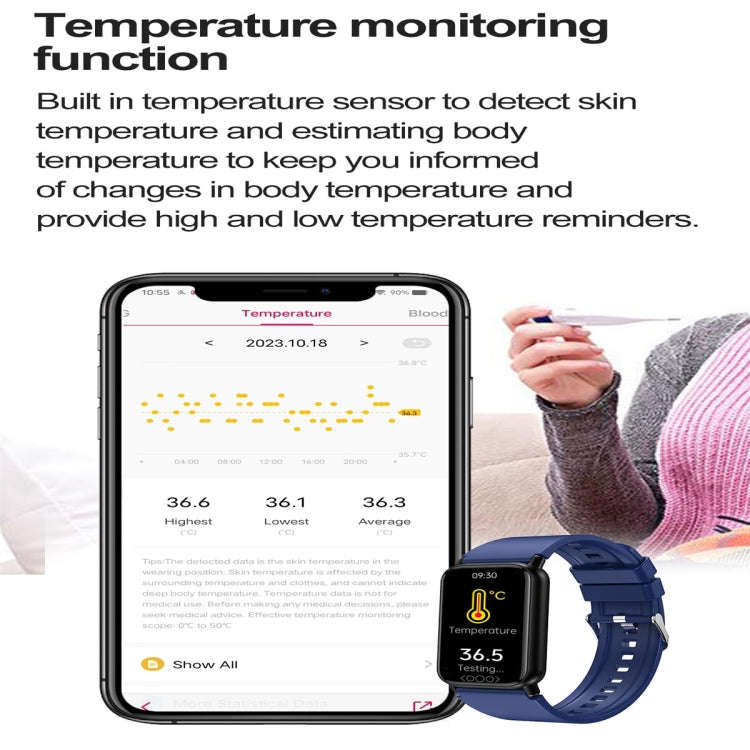 TK72 1.47 inch Color Screen Smart Watch, Support Heart Rate / Blood Pressure / Blood Oxygen / Blo...