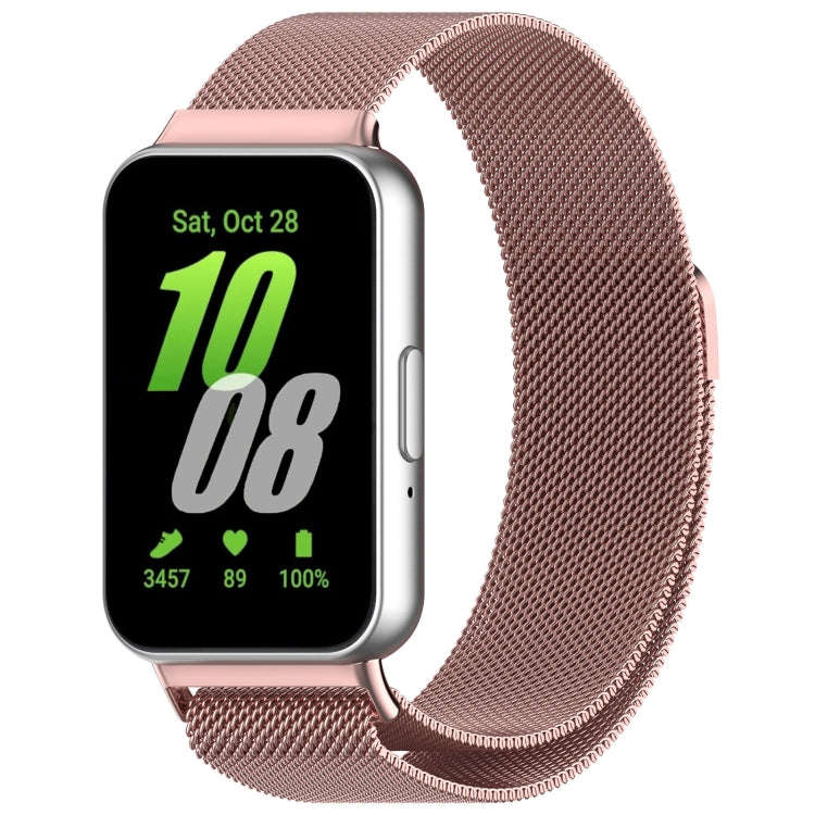 For Samsung Galaxy Fit 3 Milanese Metal Steel Mesh Watch Band(Pink)