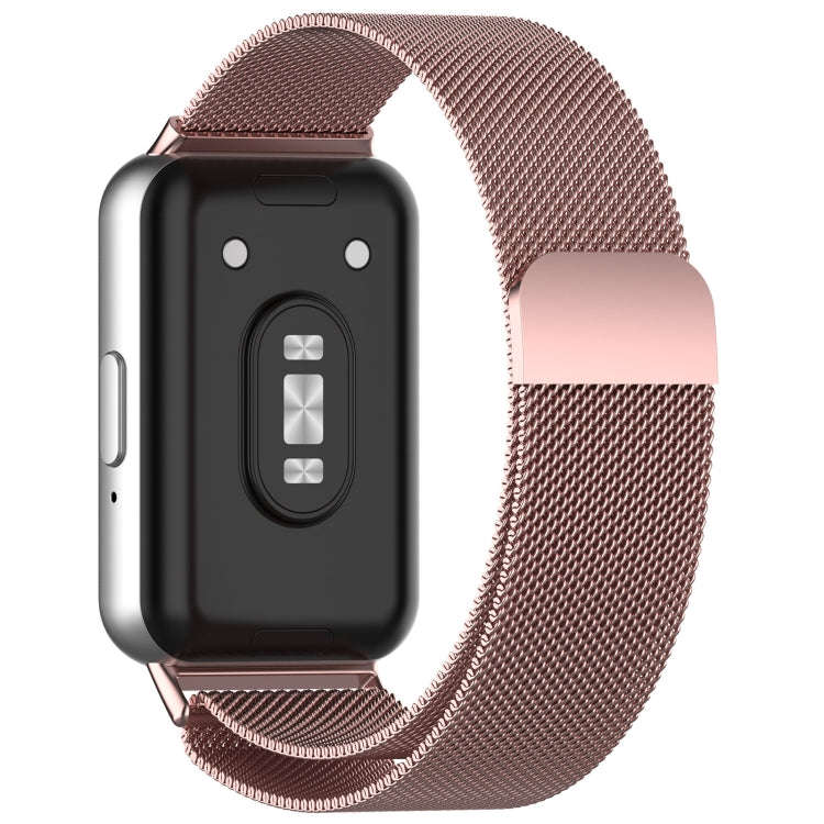 For Samsung Galaxy Fit 3 Milanese Metal Steel Mesh Watch Band(Pink)