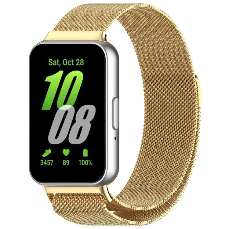 For Samsung Galaxy Fit 3 Milanese Metal Steel Mesh Watch Band(Gold)