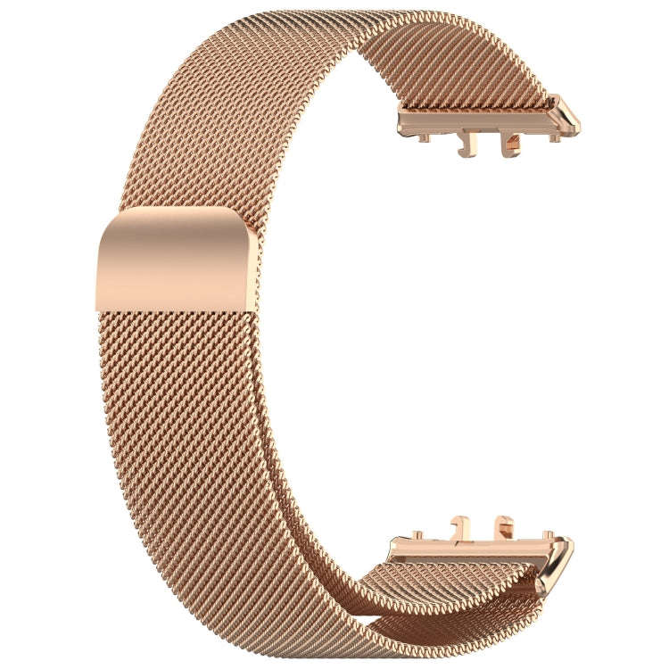 For Samsung Galaxy Fit 3 Milanese Metal Steel Mesh Watch Band(Rose Gold)