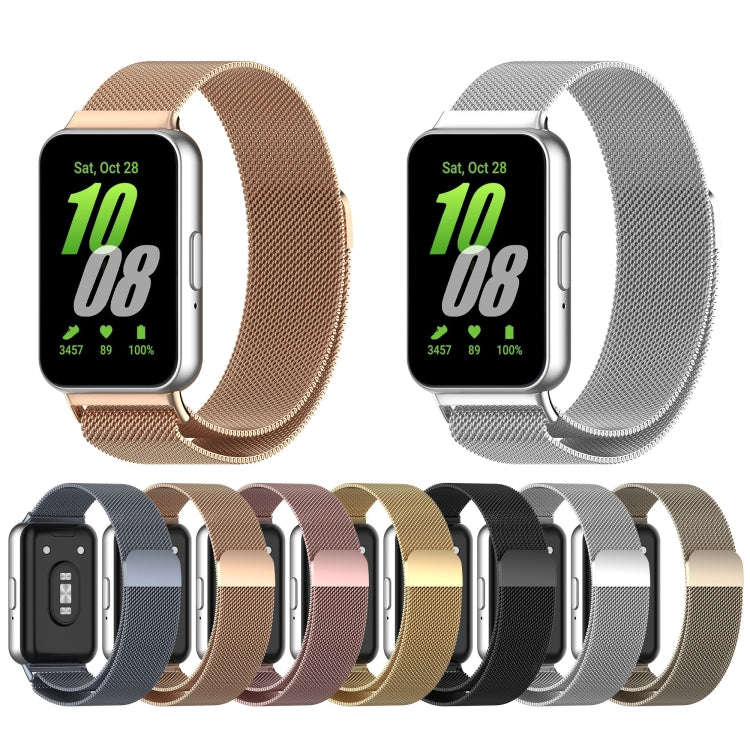 For Samsung Galaxy Fit 3 Milanese Metal Steel Mesh Watch Band(Starlight)
