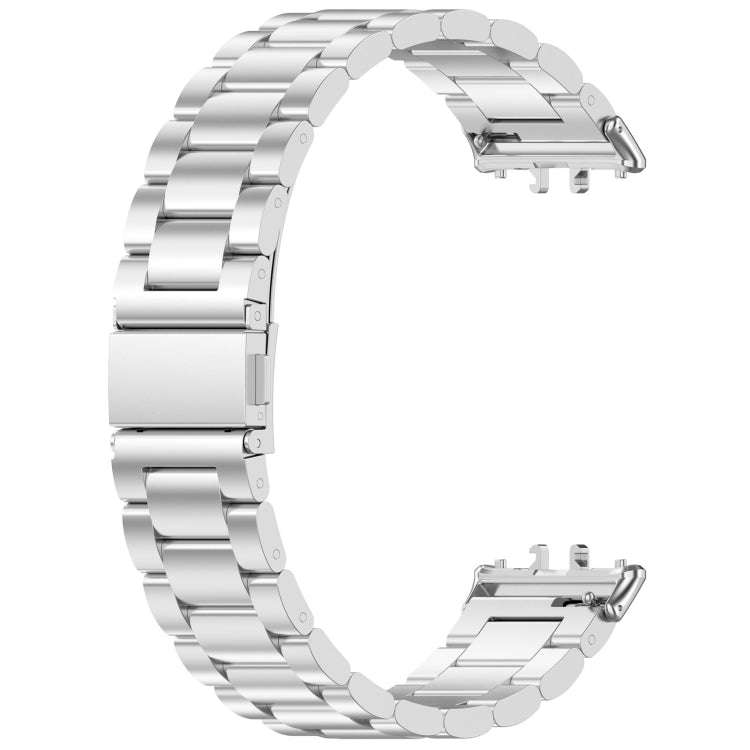 For Samsung Galaxy Fit 3 SM-R390 Three Bead Stainless Steel Metal Watch Band(Silver)