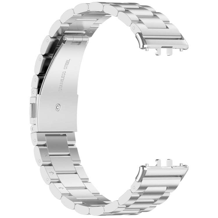 For Samsung Galaxy Fit 3 SM-R390 Three Bead Stainless Steel Metal Watch Band(Silver)