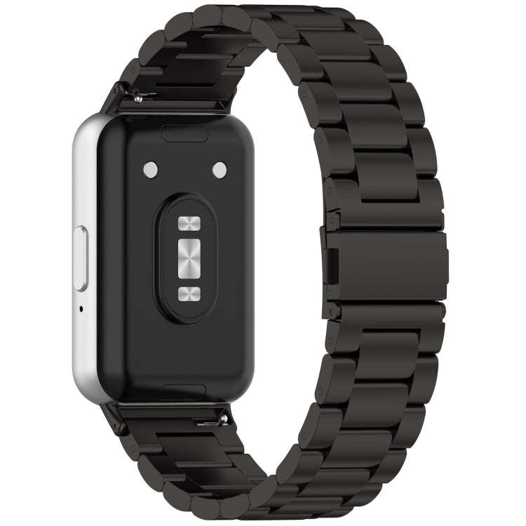 For Samsung Galaxy Fit 3 SM-R390 Three Bead Stainless Steel Metal Watch Band(Black)