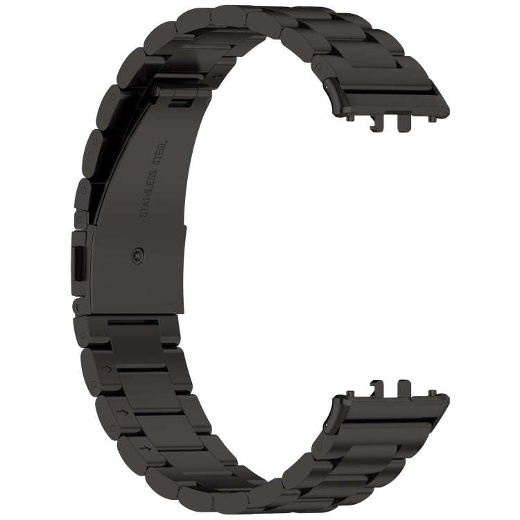 For Samsung Galaxy Fit 3 SM-R390 Three Bead Stainless Steel Metal Watch Band(Black)