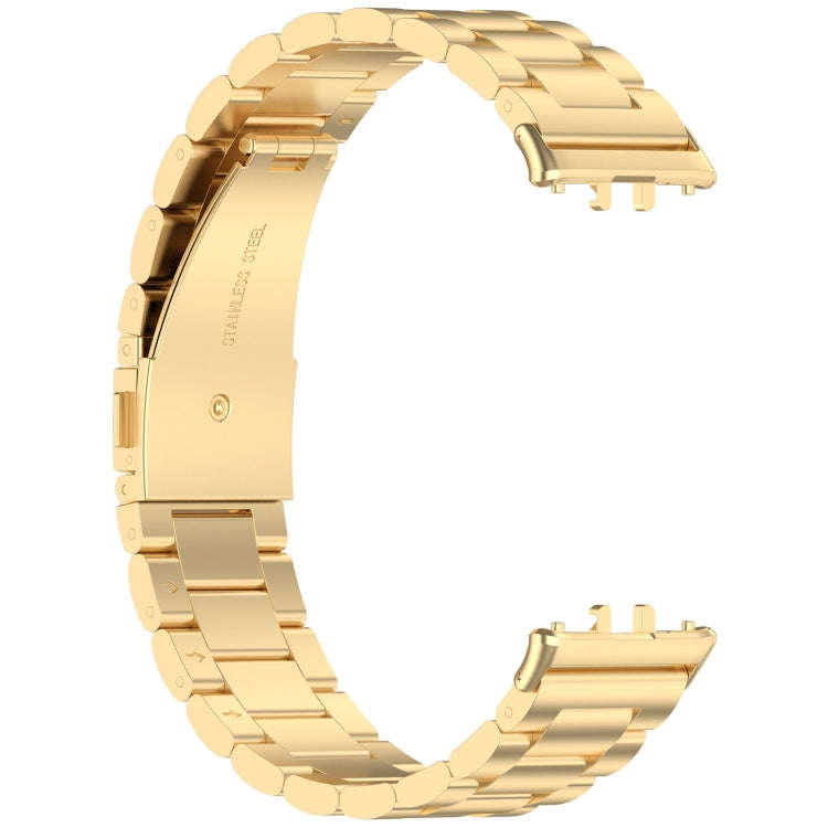 For Samsung Galaxy Fit 3 SM-R390 Three Bead Stainless Steel Metal Watch Band(Gold)