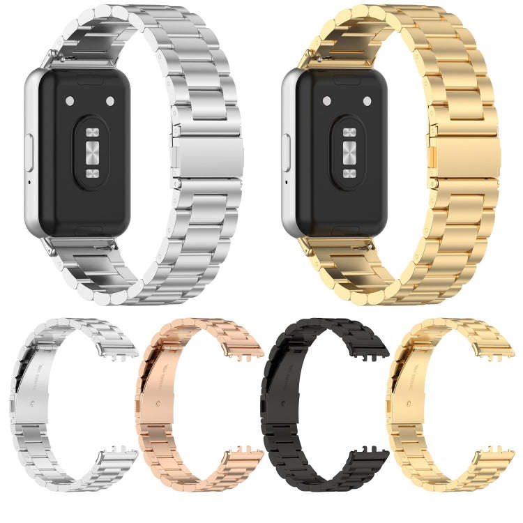 For Samsung Galaxy Fit 3 SM-R390 Three Bead Stainless Steel Metal Watch Band(Silver)