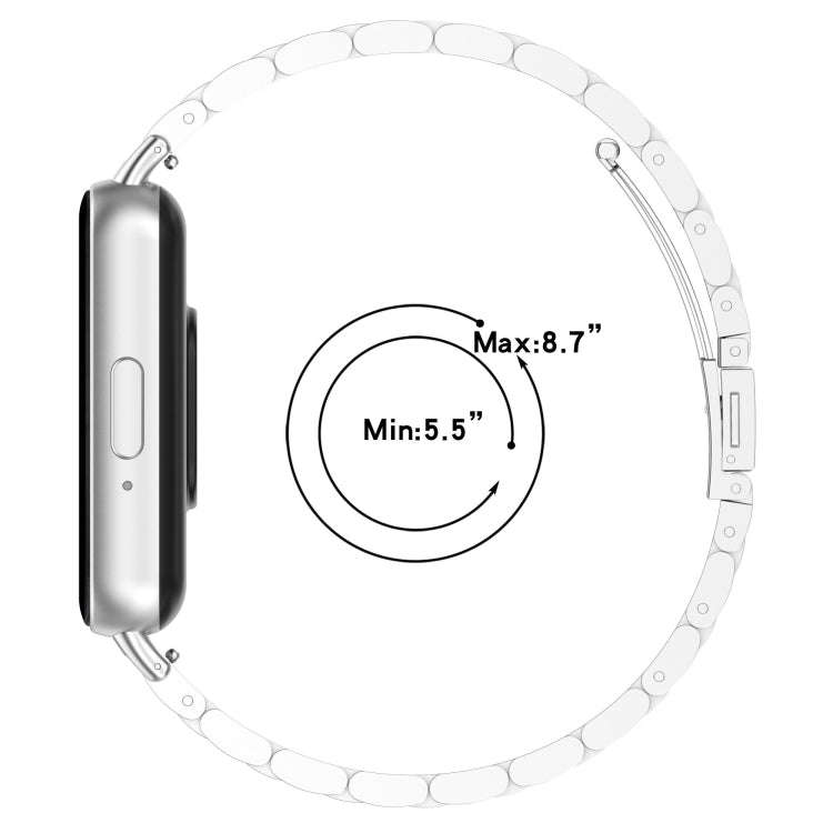 For Samsung Galaxy Fit 3 SM-R390 Three Bead Stainless Steel Metal Watch Band(Silver)
