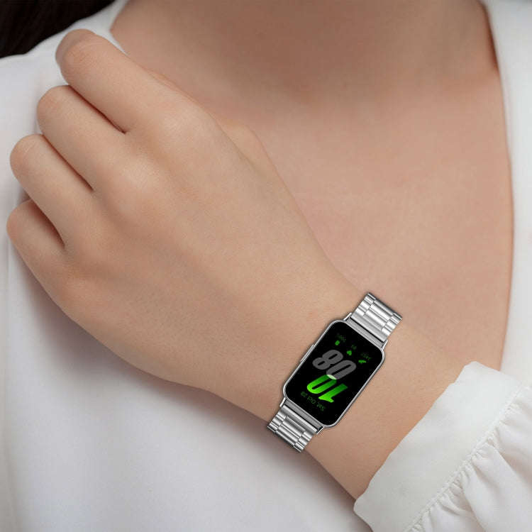 For Samsung Galaxy Fit 3 SM-R390 Three Bead Stainless Steel Metal Watch Band(Silver)