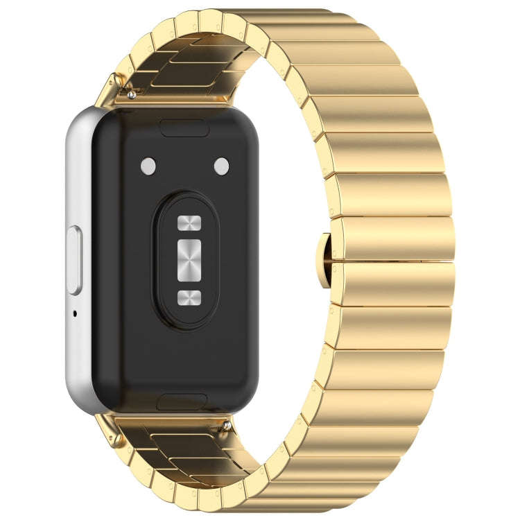 For Samsung Galaxy Fit 3 SM-R390 One Bead Stainless Steel Metal Watch Band(Gold)