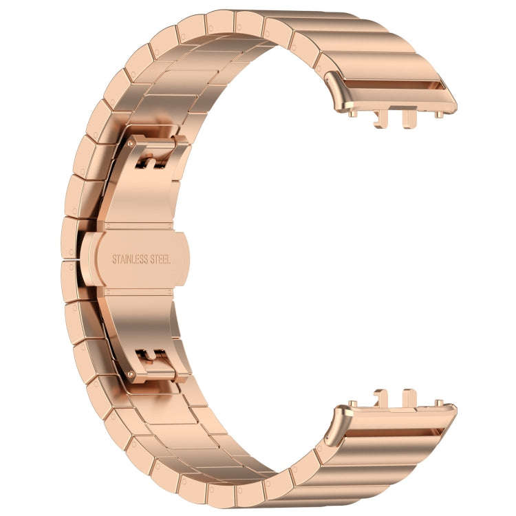 For Samsung Galaxy Fit 3 SM-R390 One Bead Stainless Steel Metal Watch Band(Rose Gold)