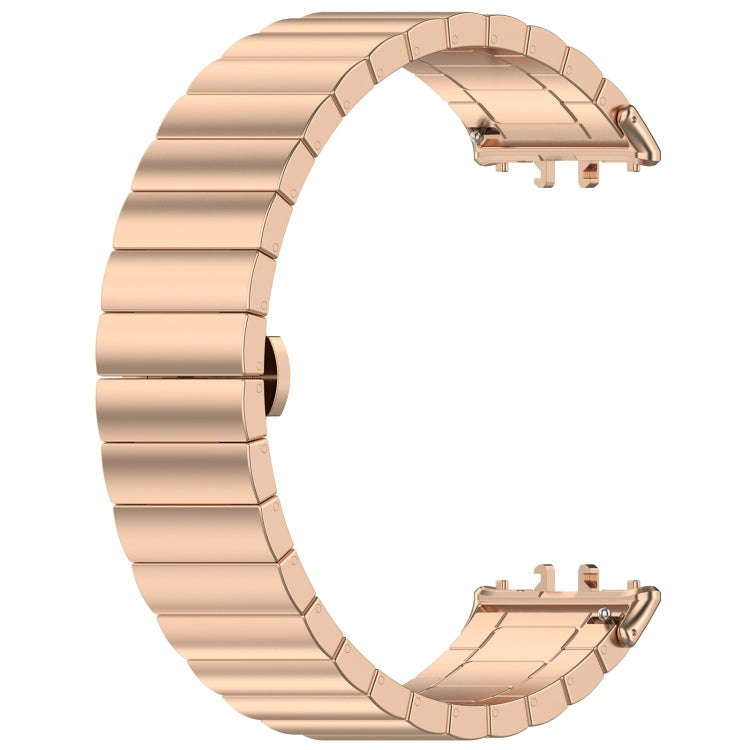 For Samsung Galaxy Fit 3 SM-R390 One Bead Stainless Steel Metal Watch Band(Rose Gold)
