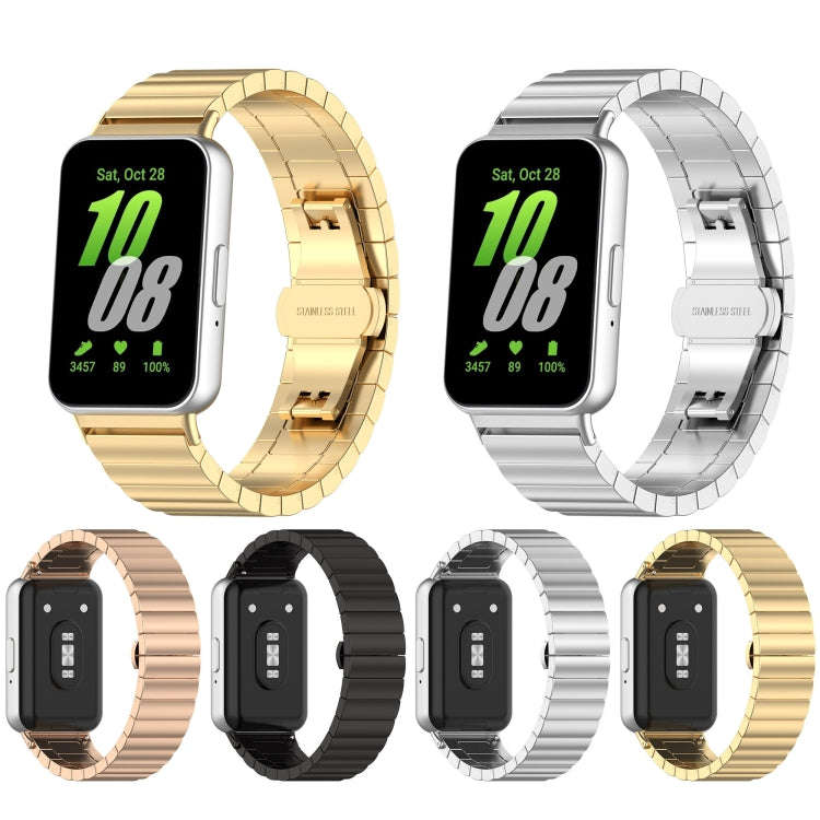 For Samsung Galaxy Fit 3 SM-R390 One Bead Stainless Steel Metal Watch Band(Silver)