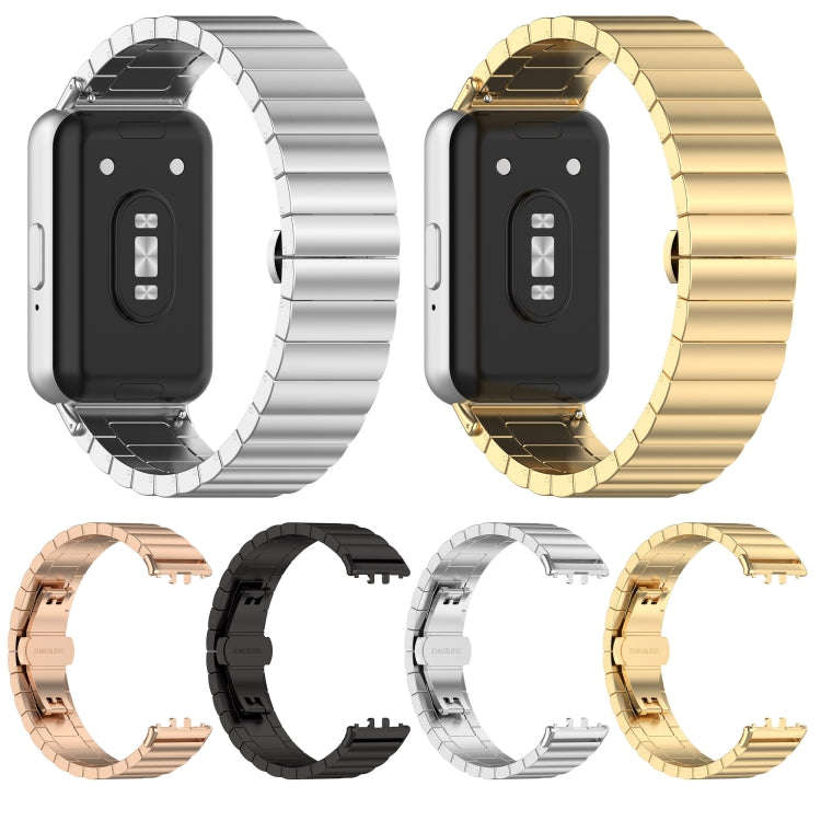 For Samsung Galaxy Fit 3 SM-R390 One Bead Stainless Steel Metal Watch Band(Gold)