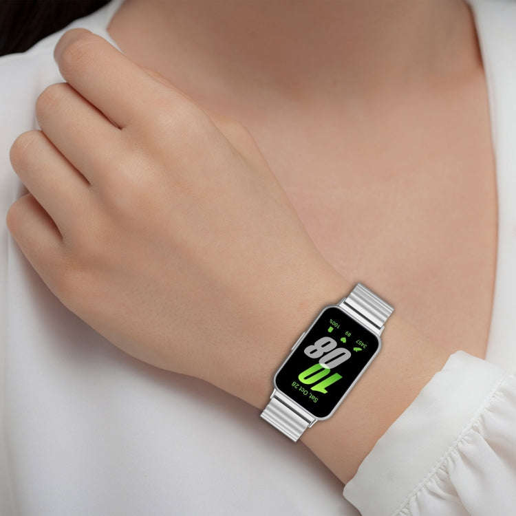 For Samsung Galaxy Fit 3 SM-R390 One Bead Stainless Steel Metal Watch Band(Silver)
