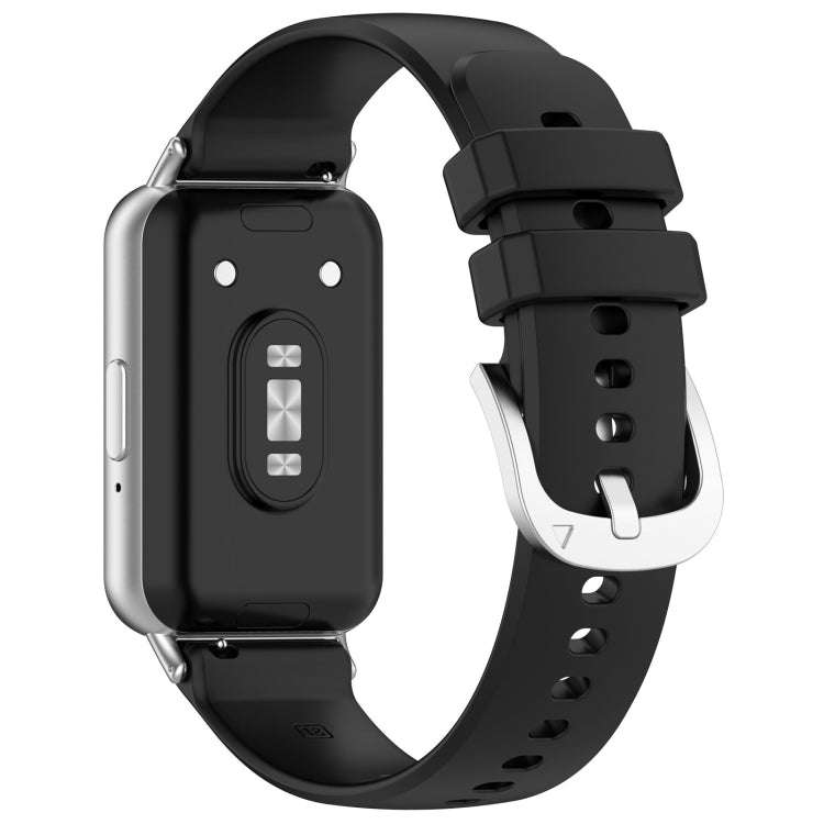 For Samsung Galaxy Fit 3 SM-R390 Metal Connector Liquid Glossy Silicone Watch Band(Black)