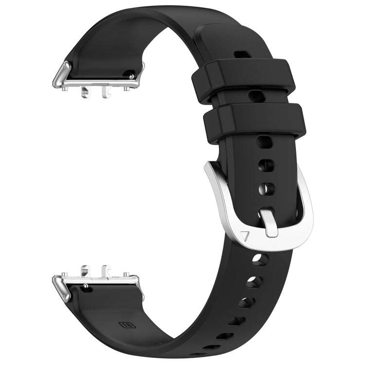 For Samsung Galaxy Fit 3 SM-R390 Metal Connector Liquid Glossy Silicone Watch Band(Black)