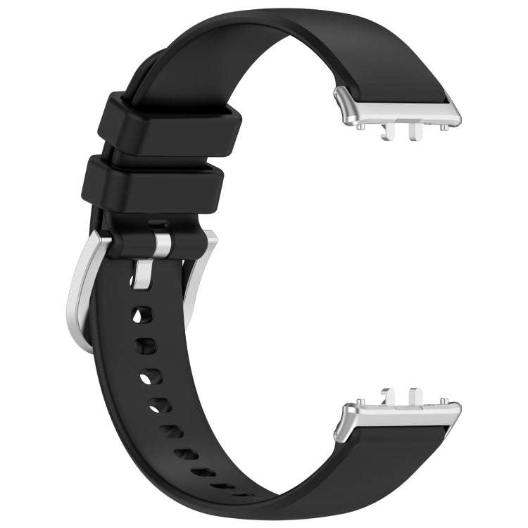 For Samsung Galaxy Fit 3 SM-R390 Metal Connector Liquid Glossy Silicone Watch Band(Black)