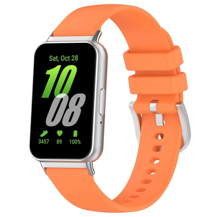 For Samsung Galaxy Fit 3 SM-R390 Metal Connector Liquid Glossy Silicone Watch Band(Orange)
