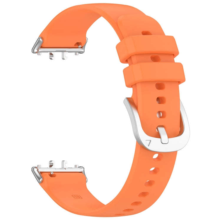 For Samsung Galaxy Fit 3 SM-R390 Metal Connector Liquid Glossy Silicone Watch Band(Orange)