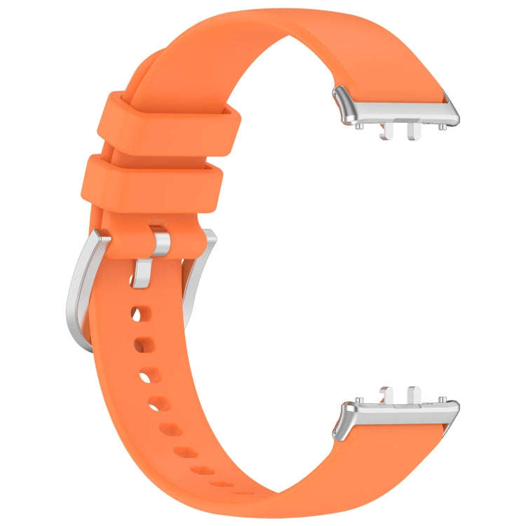 For Samsung Galaxy Fit 3 SM-R390 Metal Connector Liquid Glossy Silicone Watch Band(Orange)