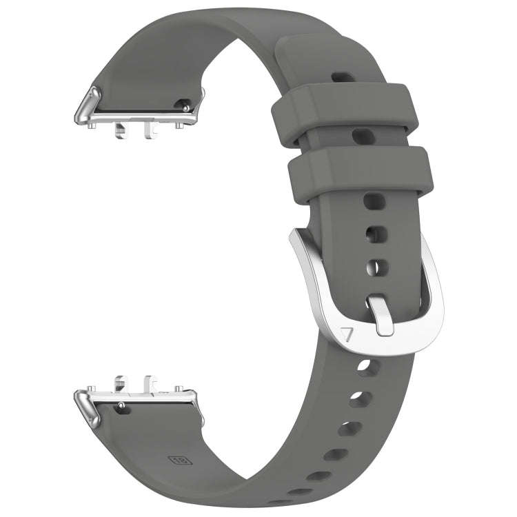 For Samsung Galaxy Fit 3 SM-R390 Metal Connector Liquid Glossy Silicone Watch Band(Dark Gray)